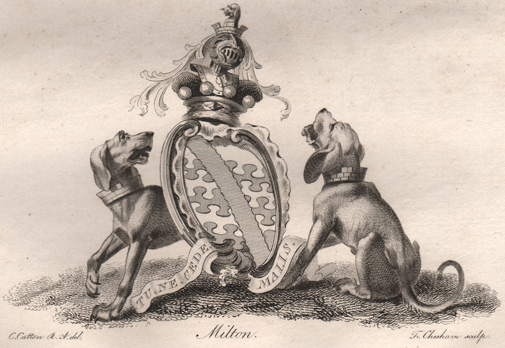 MILTON. Coat of Arms. Heraldry 1790 old antique vintage print picture